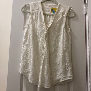White Floral Anthropologie Top